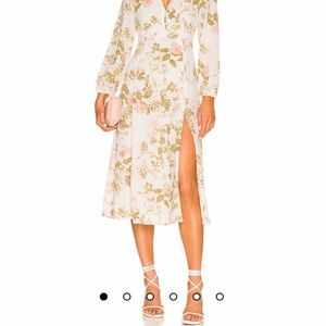 1. State Cream Midi Dress with Pink and Olive Floral Print